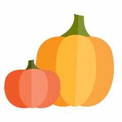 Pumpkins on white background set. Thanksgiving day. Family time. October food. Vector illustration. Stock image.