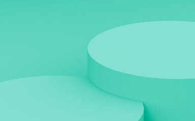 Abstract 3d green color cylinder podium minimal studio background.