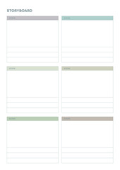 Note, scheduler, diary, planner document template illustration. storyboard form.