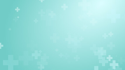 Medical health blue green cross pattern background. Abstract healthcare technology and science concept.