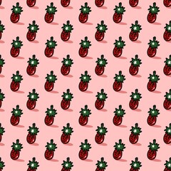 seamless pattern of strawberry fruit