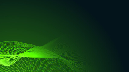 Abstract dot green wave gradient texture technology background.