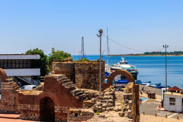 Ruins of an ancient theatre in the old town of Nessebar, Bulgaria