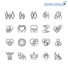 Help and care line icons. Editable stroke. Pixel perfect.