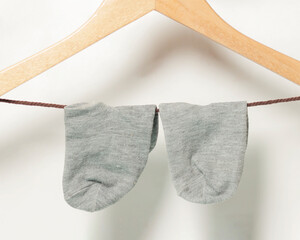 Plain gray socks for men and women. Socks are usually used to protect the feet from direct friction...