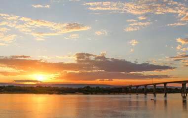 Fototapeta na wymiar sunset on the banks of the São Francisco Bahia river