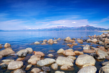 Sailimu lake landscape in Xinjiang Uygur Autonomous Region, China.