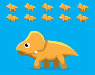Animal Animation Sequence Dinosaur Protoceratops Walking Cartoon Vector