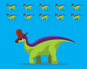 Animal Animation Sequence Dinosaur Lambeosaurus Walking Cartoon Vector