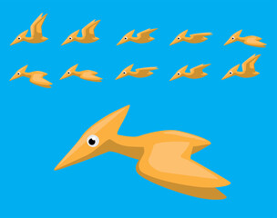 Animal Animation Sequence Dinosaur Pteranodon Flying Cartoon Vector © bullet_chained