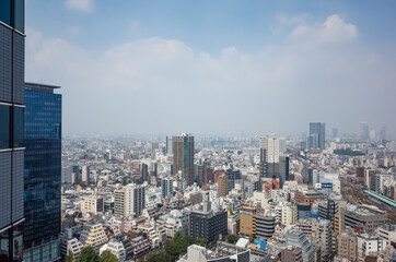 Fototapeta na wymiar summer cityscape seen from higher floor of shinjuku L tower in tokyo, japan