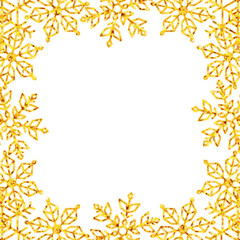 雪の結晶フレーム　正方形　ゴールドラメ