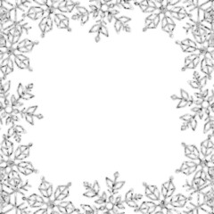 雪の結晶フレーム　正方形　シルバーラメ