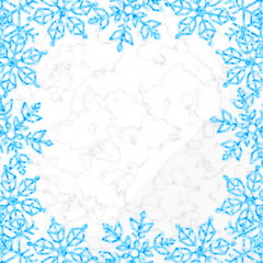 雪の結晶と大理石の背景　正方形　ライトブルーラメ