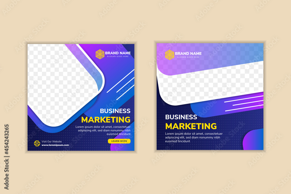 Aufkleber social media post for business marketing design template use square layout. blue gradient background