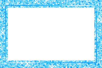 グリッターのフレーム　長方形　ライトブルー