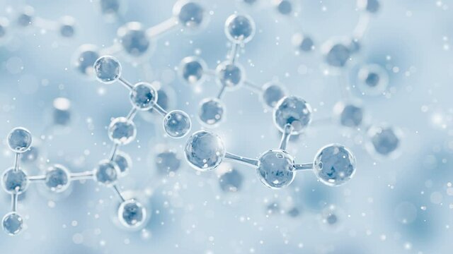 Scientific medical with atoms and molecules. Realistic cool molecule structure. 3d animation.
