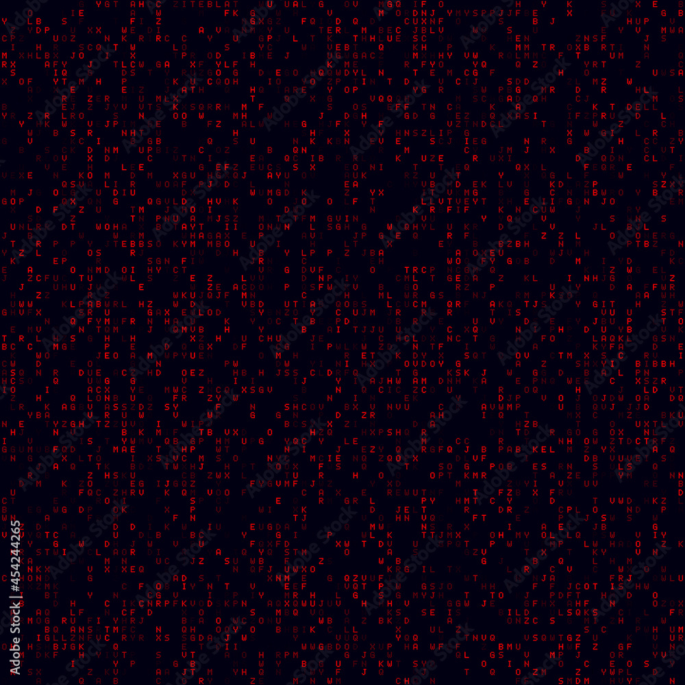 Poster abstract technology background. red sparse alphabet letters background. big sized seamless pattern. 