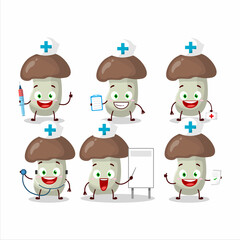 Doctor profession emoticon with cep mushroom cartoon character
