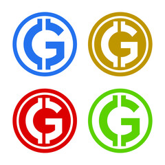 Obraz premium Bitcoin letters with circle in 4 color concept. Very suitable in various business purposes, also for icon, logo symbol, brand name and many more.