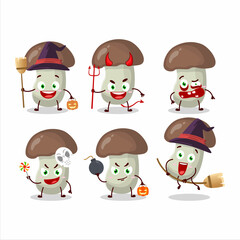 Obraz premium Halloween expression emoticons with cartoon character of cep mushroom