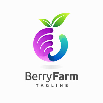 berry farm logo with hand concept