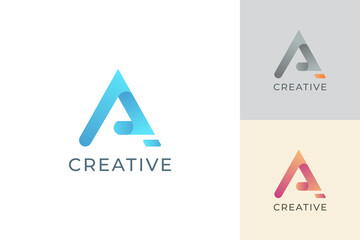 Letter A blue, black and orange colour creative and colourful aesthetic business company beautiful logo