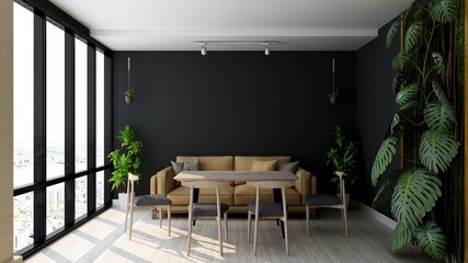 luxury restaurant 3d design interior for wall mockup