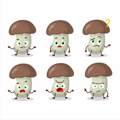Cartoon character of cep mushroom with what expression