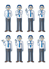 Yシャツ姿のビジネスマンの全身ポーズ