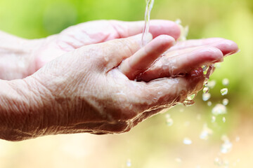 Fototapeta premium Woman washing hands