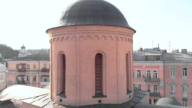 Aerial view of Church of the Tithes in Kyiv, Ukraine