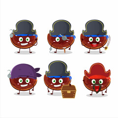 Cartoon character of lingzhi mushroom with various pirates emoticons