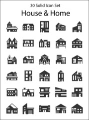 30 Solid Icon set for house and home,illustration vector design - obrazy, fototapety, plakaty