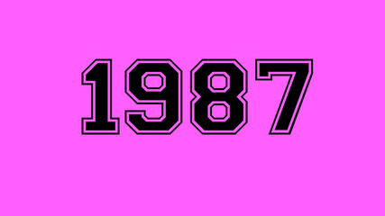 1987 number black lettering pink rose background