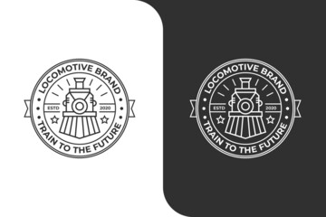 Locomotive Train Vintage Monoline Logo © MightyFire