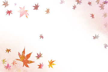 秋らしい可愛い紅葉、モミジの和風テイストな壁紙/文字入れタイトルスペース/名刺、カードの背景画像