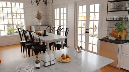 Farming house interior 3D iluustration