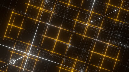 グリッド 面心立方格子構造 立体 ワイヤーフレーム 黄 [別Verあり]