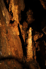 Detail of the stalagmite in the cave. 