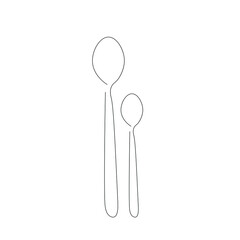 Spoon silhouette line drawing on white background vector illustration