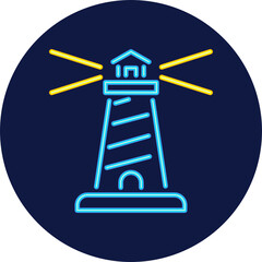 lighthouse neon icon