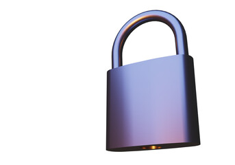 Padlock  isolated. Castle model on a white background. Realistic door lock mockup. Closed padlock. It symbolizes protection and access control. Metal padlock. Home protection equipment. 3d image