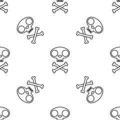 Cat skull symbol with bones seamless pattern