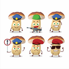 A dedicated Police officer of new cep mushroom mascot design style