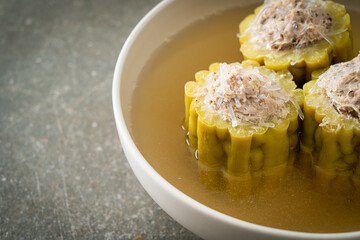 Stuffed bitter gourd with seasoned minced pork soup