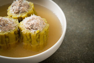 Stuffed bitter gourd with seasoned minced pork soup