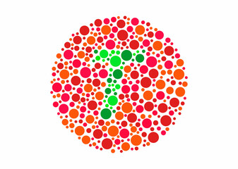 Vector graphic of Color blind test design. The Letter T cunningly hid inside an Ishihara inspired design.