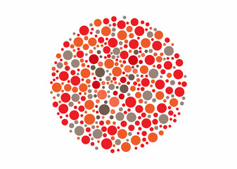 Vector graphic of Color blind test design. The Letter V cunningly hid inside an Ishihara inspired design.