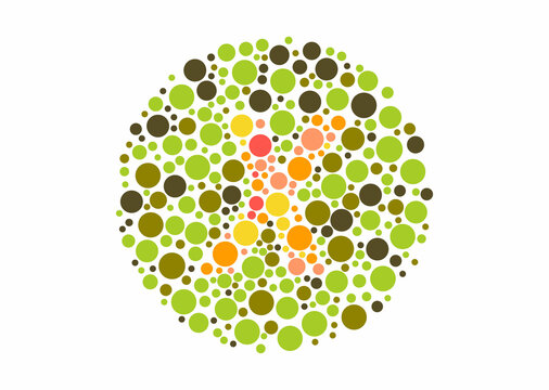 Vector graphic of Color blind test design. The Letter X cunningly hid inside an Ishihara inspired design.